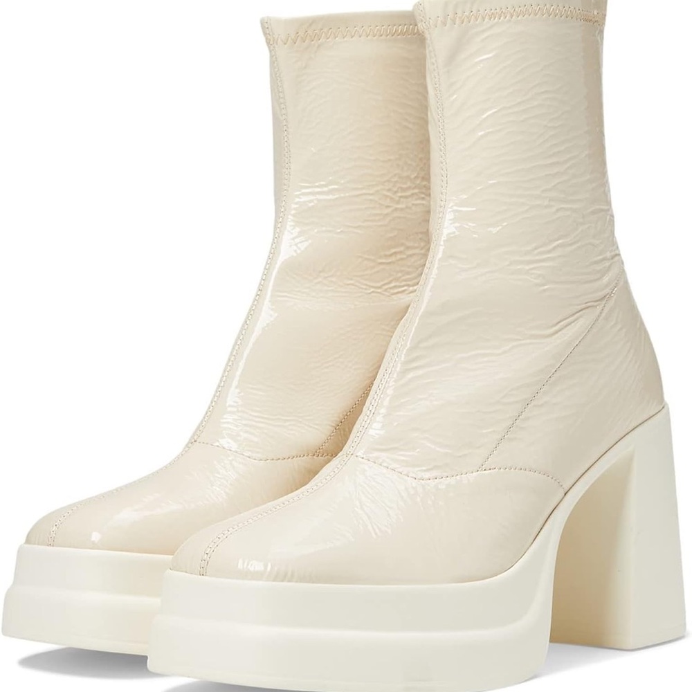 Free People Patent Cream Platform Heeled Boots